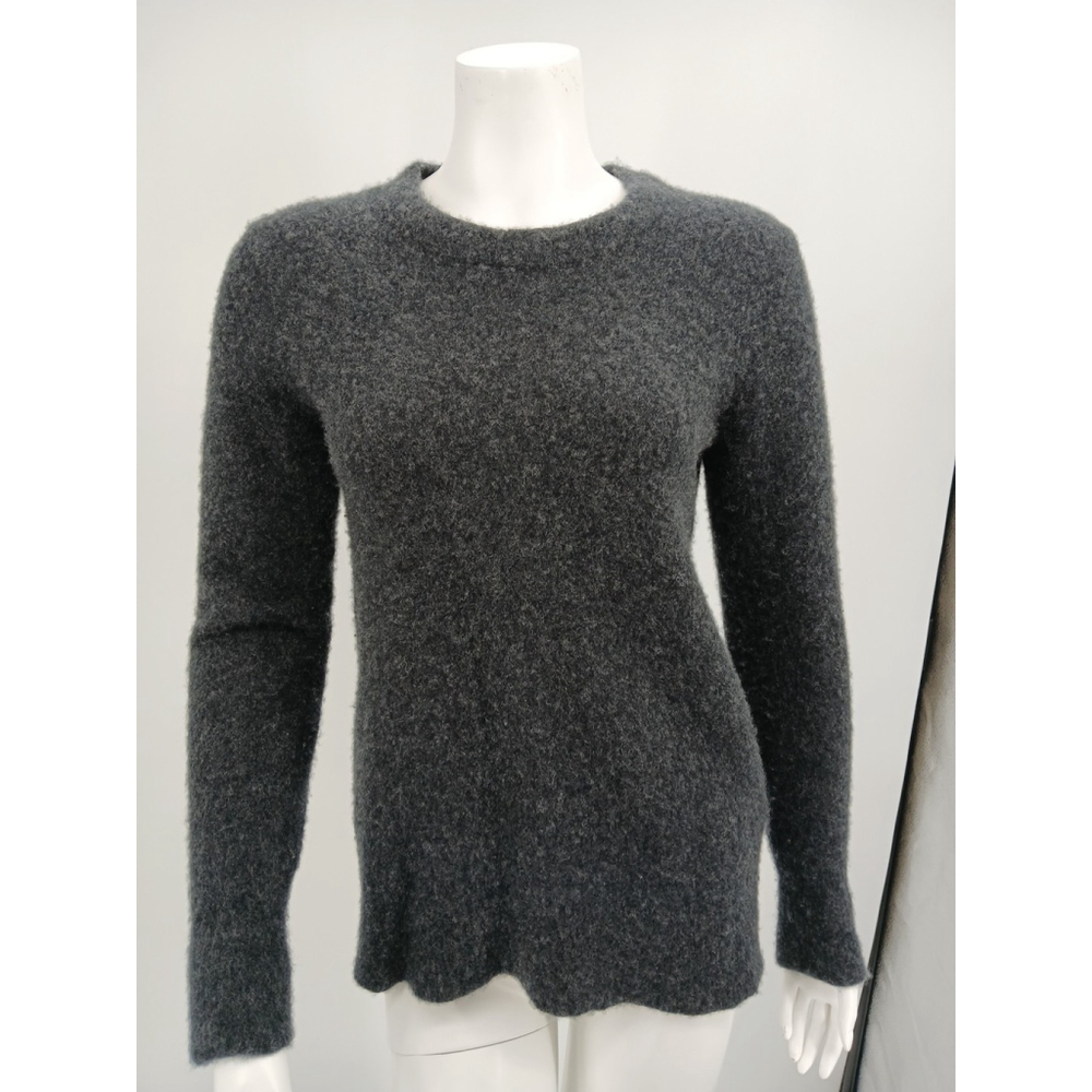 Minnie Rose Fuzzy Cashmere Blend Charcoal Gray Pullover Sweater Size M